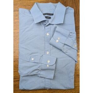 John Varvatos Luxe Button Up Shirt Size 16.5 Baby Blue Spread Collar Trim Fit